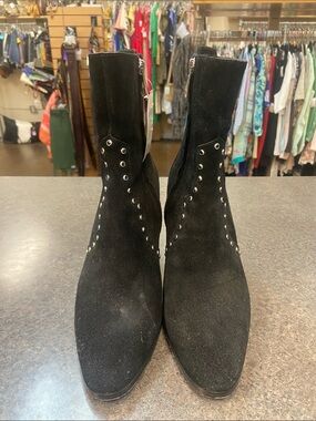 PAIGE Black Suede Studded Ankle Booties
